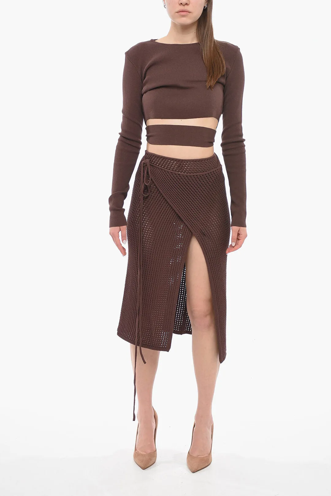 ANDREADAMO Woven Knit Wrap Skirt Xs Standard size
