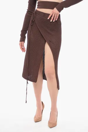 ANDREADAMO Woven Knit Wrap Skirt Xs Standard size
