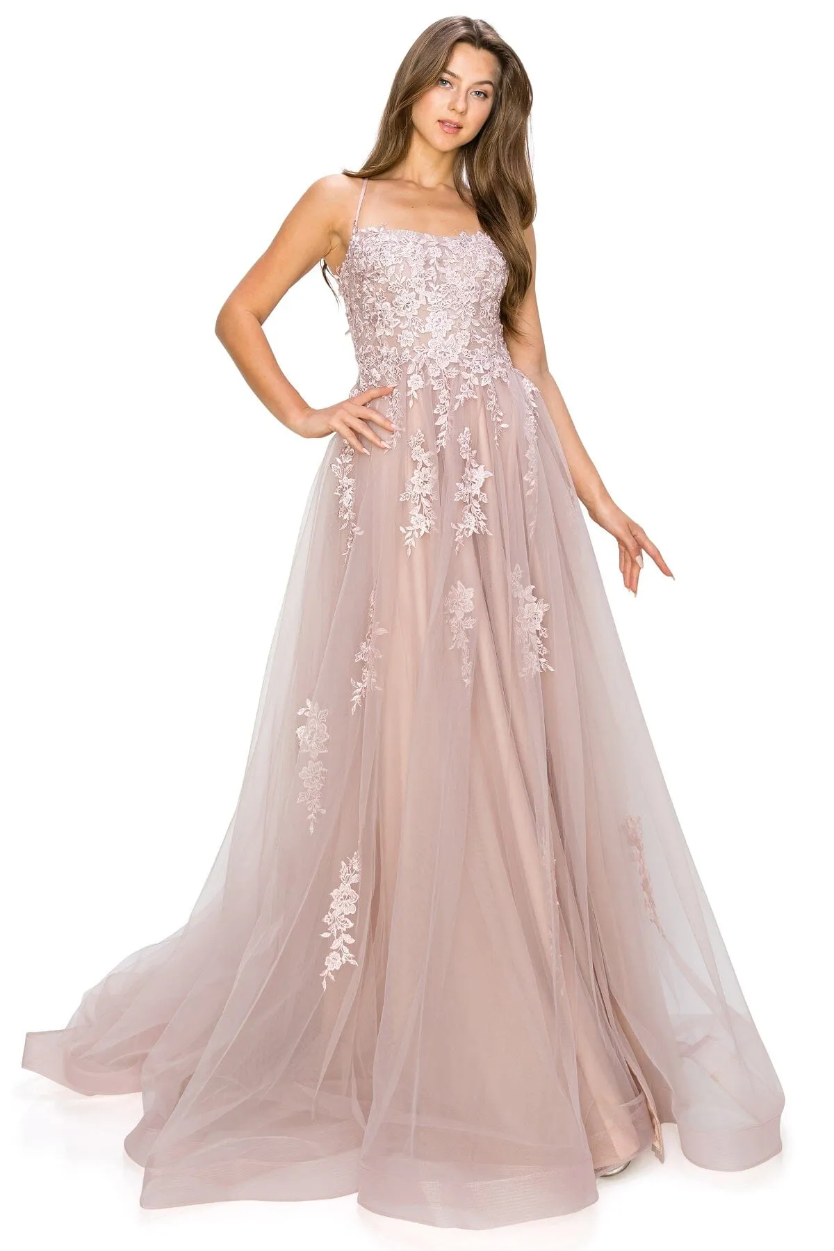 Applique Sleeveless Slit Gown by Cinderella Couture 8031J