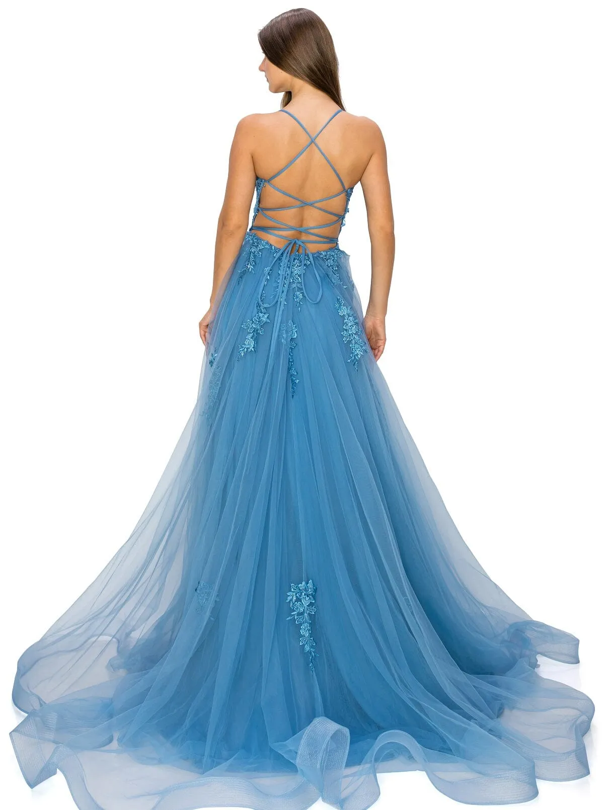 Applique Sleeveless Slit Gown by Cinderella Couture 8031J