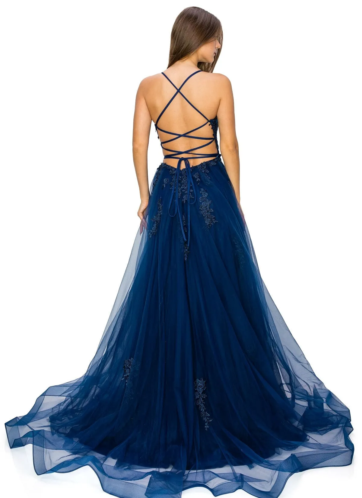 Applique Sleeveless Slit Gown by Cinderella Couture 8031J