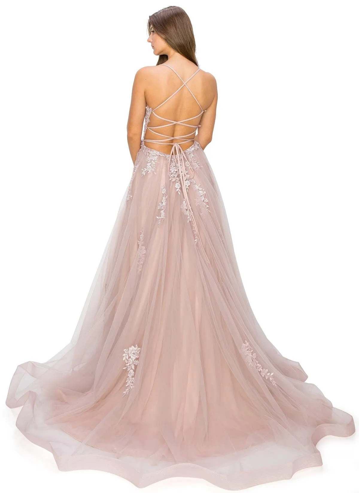 Applique Sleeveless Slit Gown by Cinderella Couture 8031J