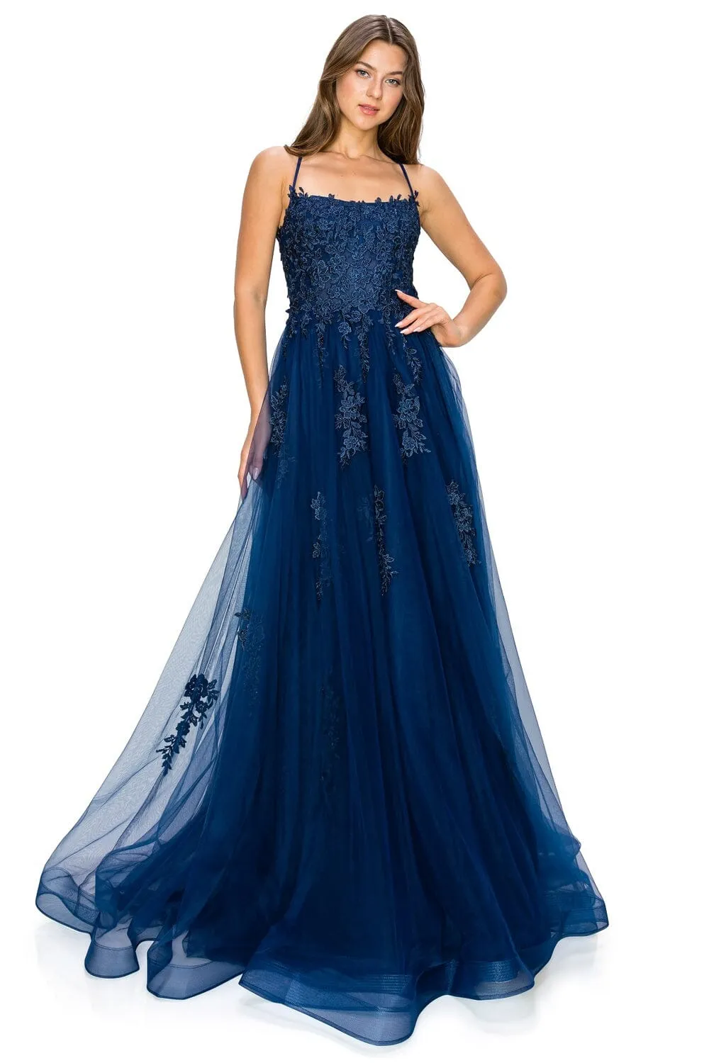 Applique Sleeveless Slit Gown by Cinderella Couture 8031J