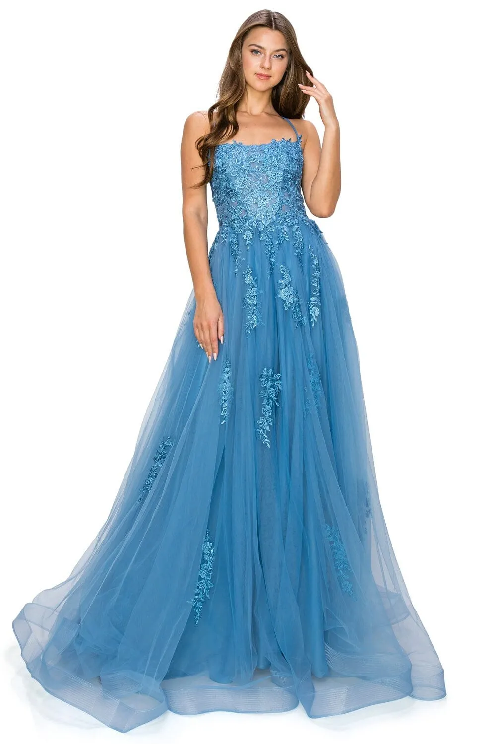 Applique Sleeveless Slit Gown by Cinderella Couture 8031J