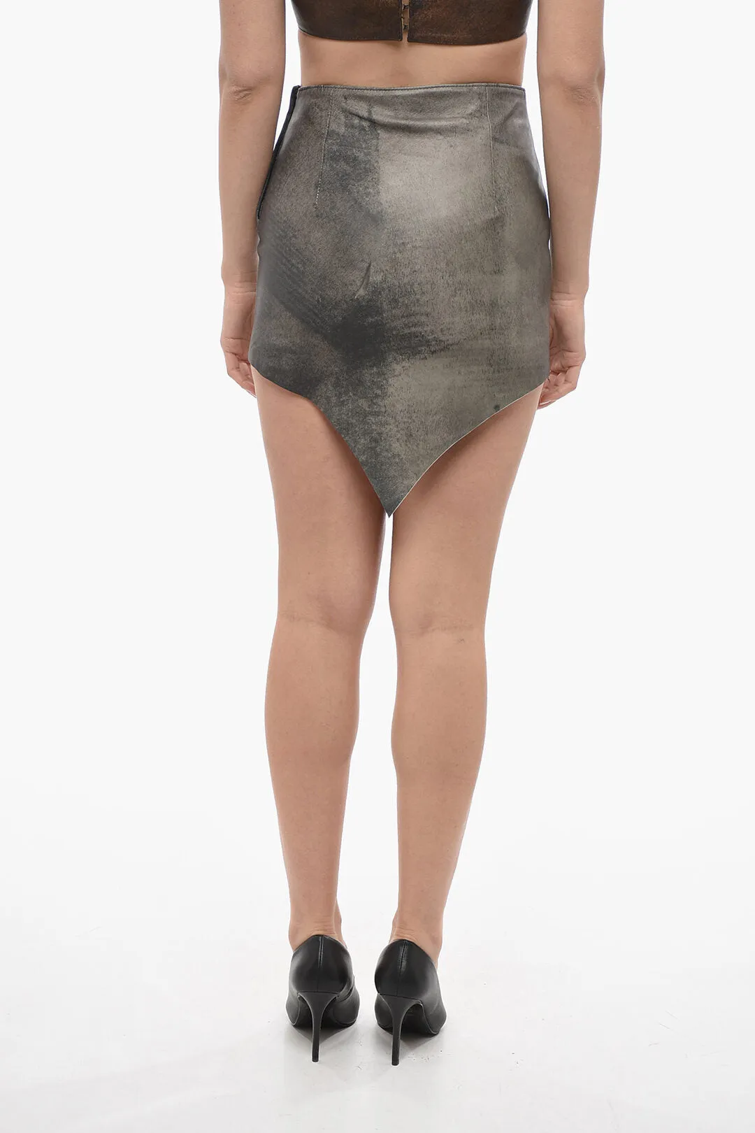 BAIA V Design Leather Miniskirt 40 Italian size