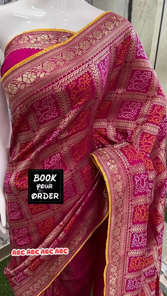 Beautiful Designer Pure Banarasi Bandhej Cottan Sarees