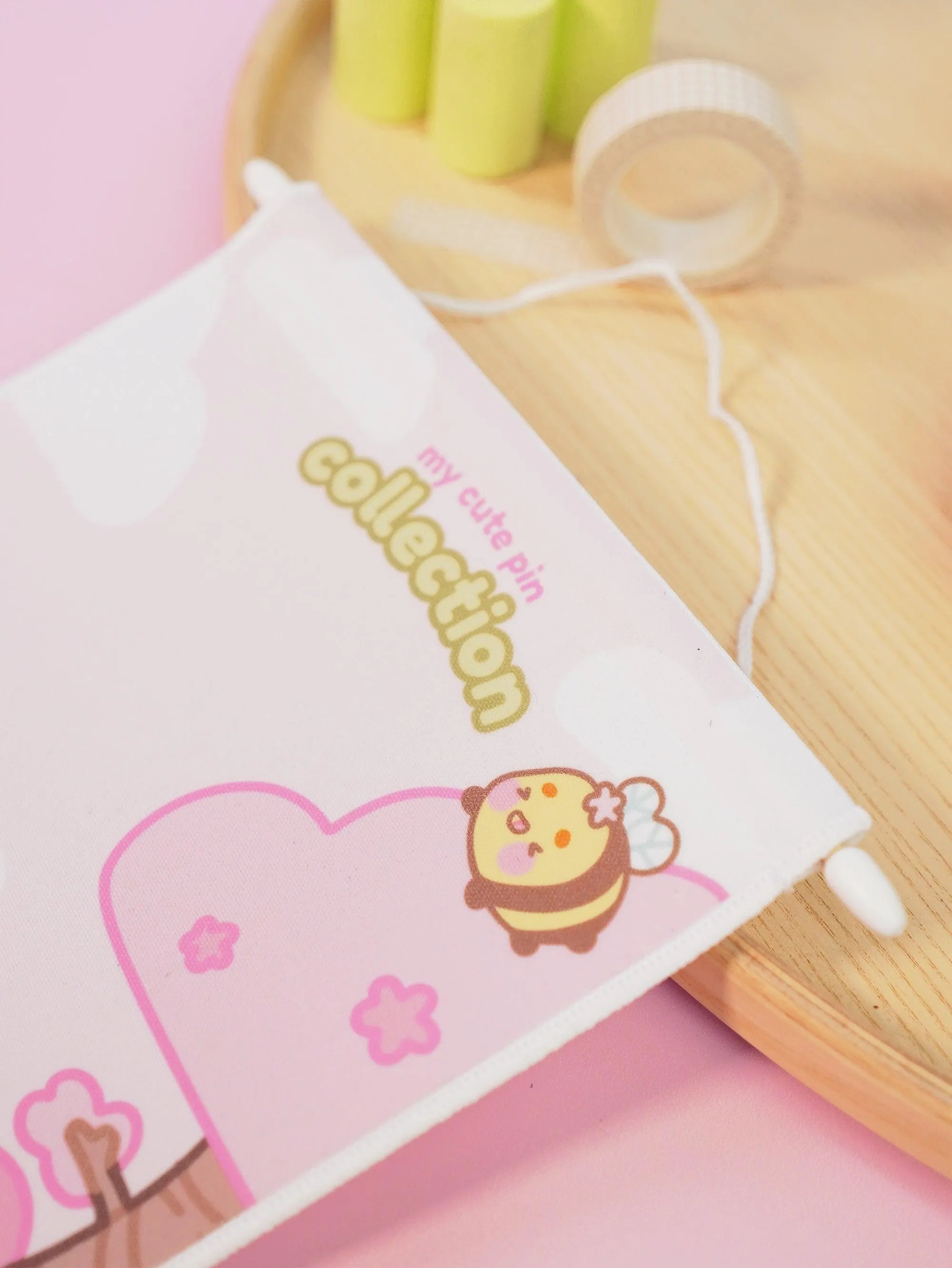 Bumblebutt Sakura Scene Pin Display Banner | Kawaii Cherry Blossom Enamel Pin Display
