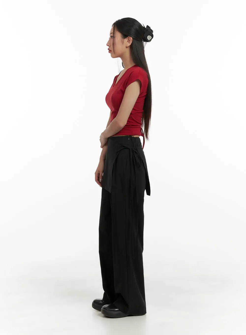 Cotton Wrap Skirt Wide Pants CY403