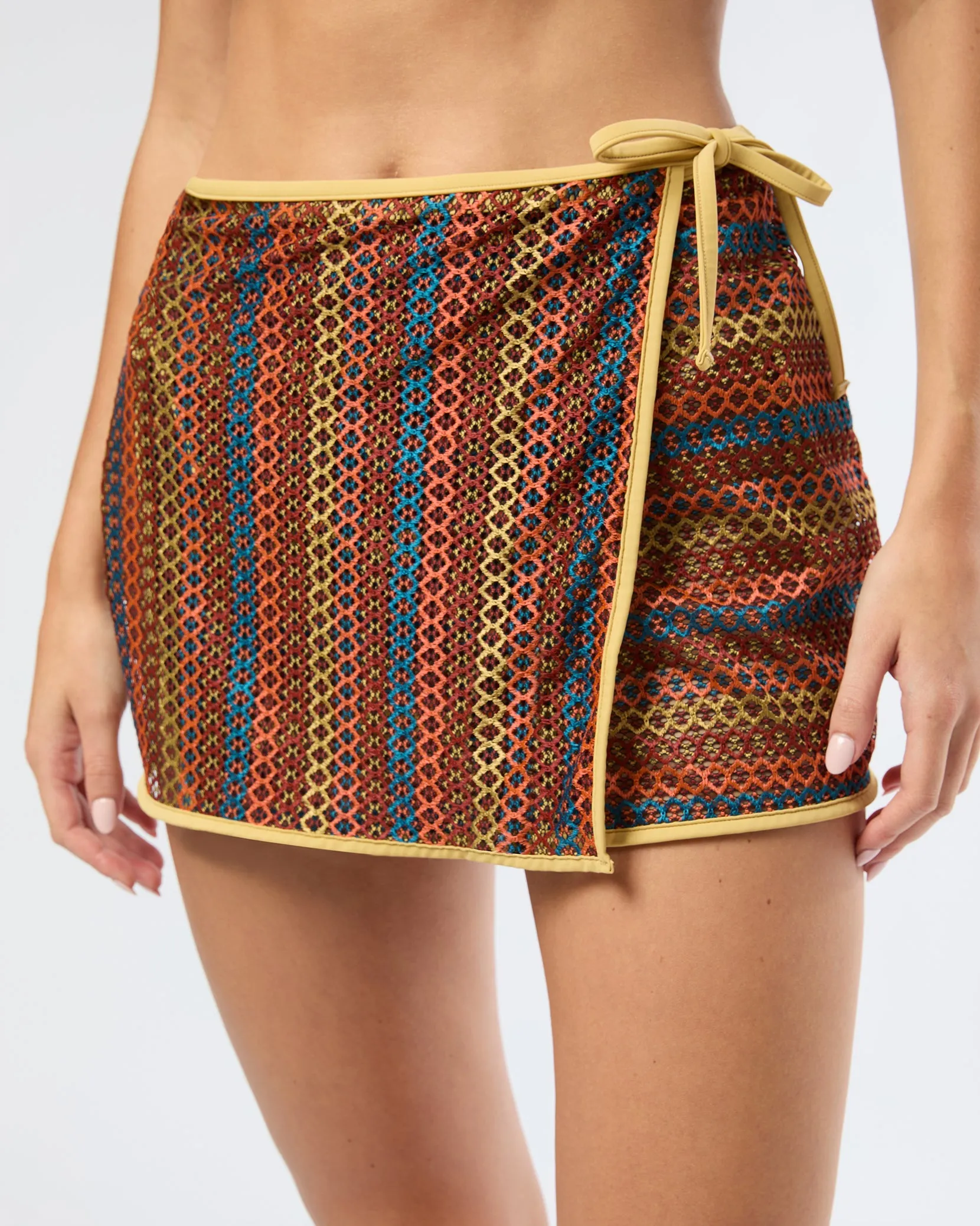 Crochet Mesh Mini Wrap Skirt