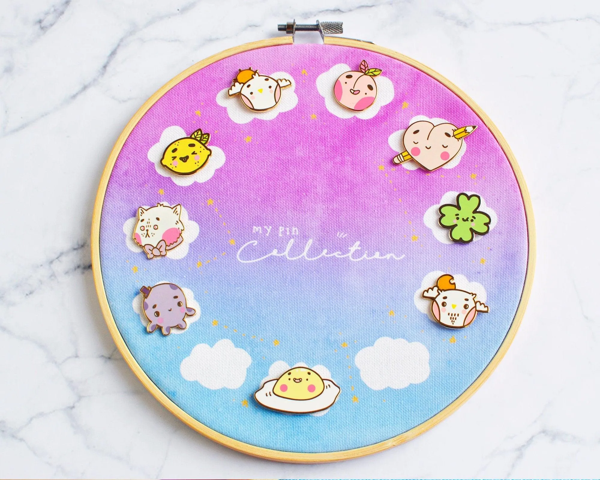 Custom Enamel Pin Display Hoop | Cloud Pin Board | Kawaii Pin Holder | Personalised Pin Collection Display