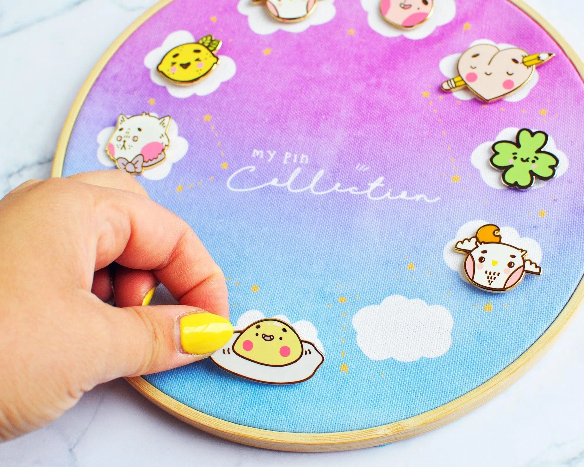 Custom Enamel Pin Display Hoop | Cloud Pin Board | Kawaii Pin Holder | Personalised Pin Collection Display