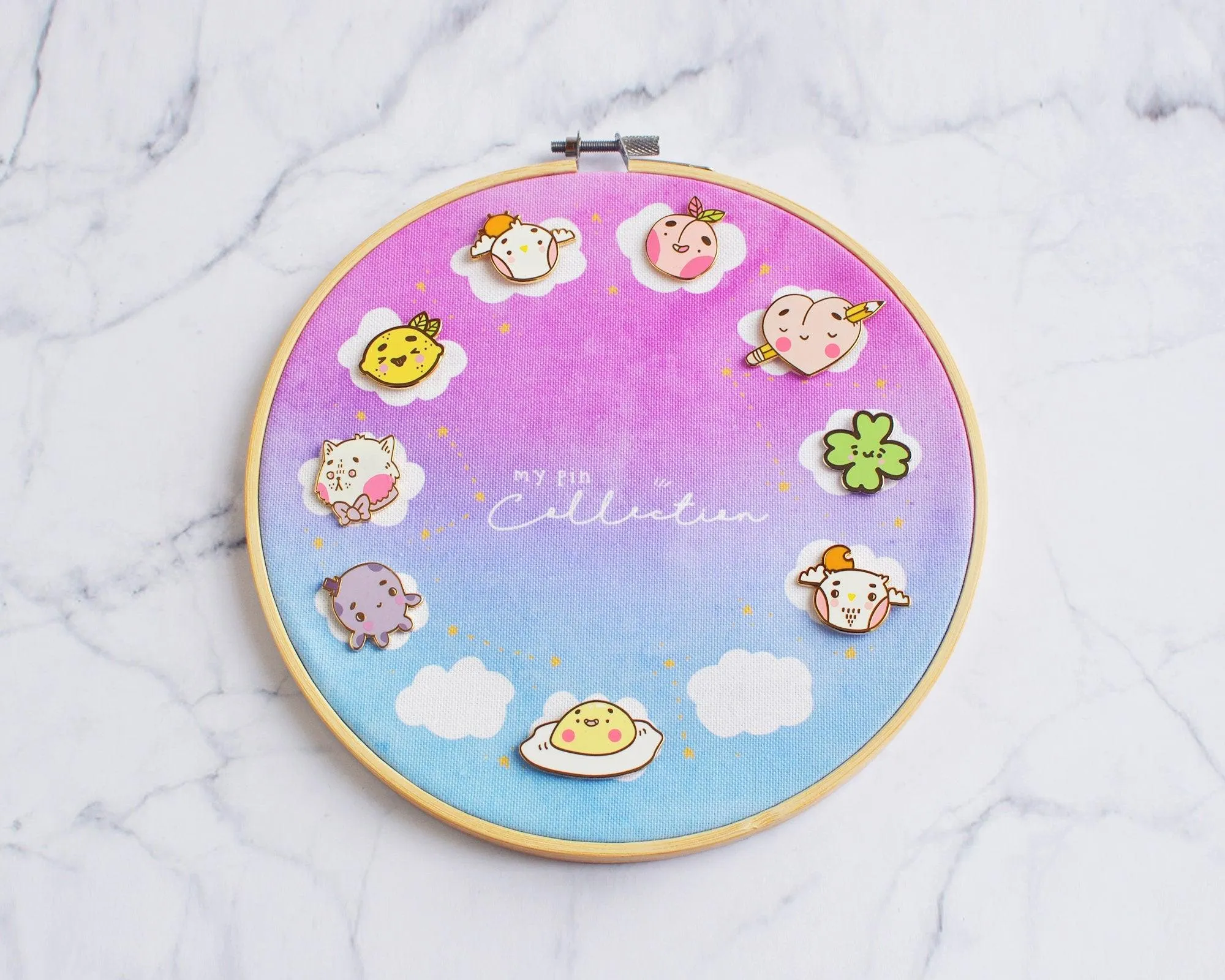 Custom Enamel Pin Display Hoop | Cloud Pin Board | Kawaii Pin Holder | Personalised Pin Collection Display