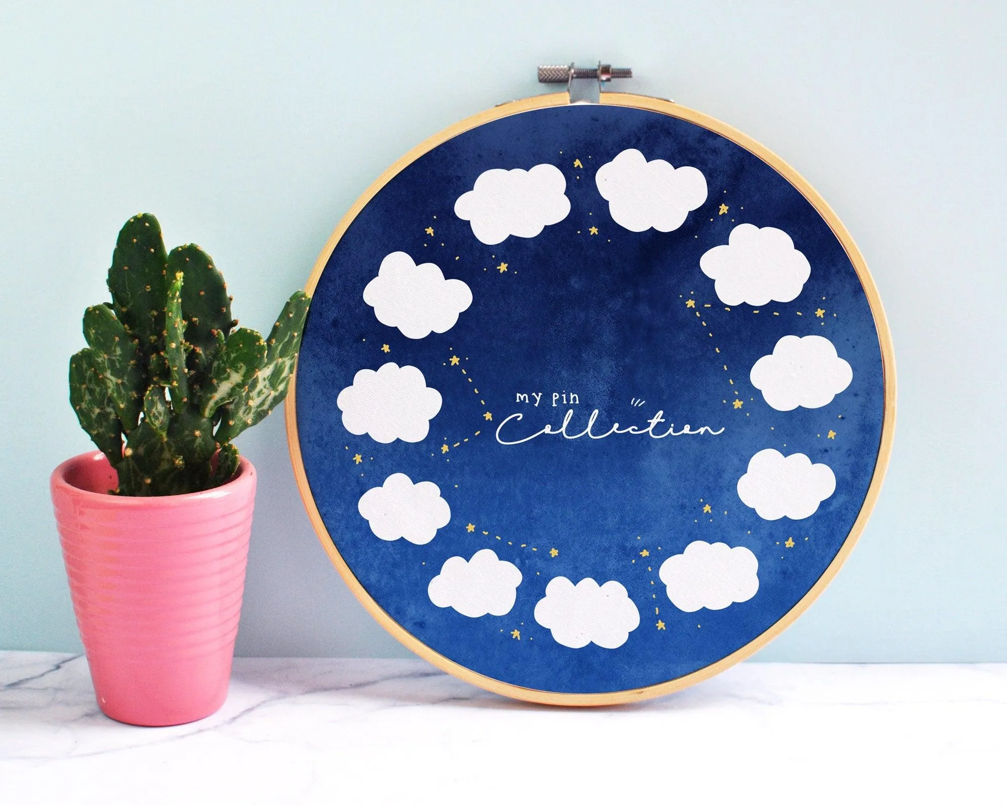 Custom Enamel Pin Display Hoop | Cloud Pin Board | Kawaii Pin Holder | Personalised Pin Collection Display