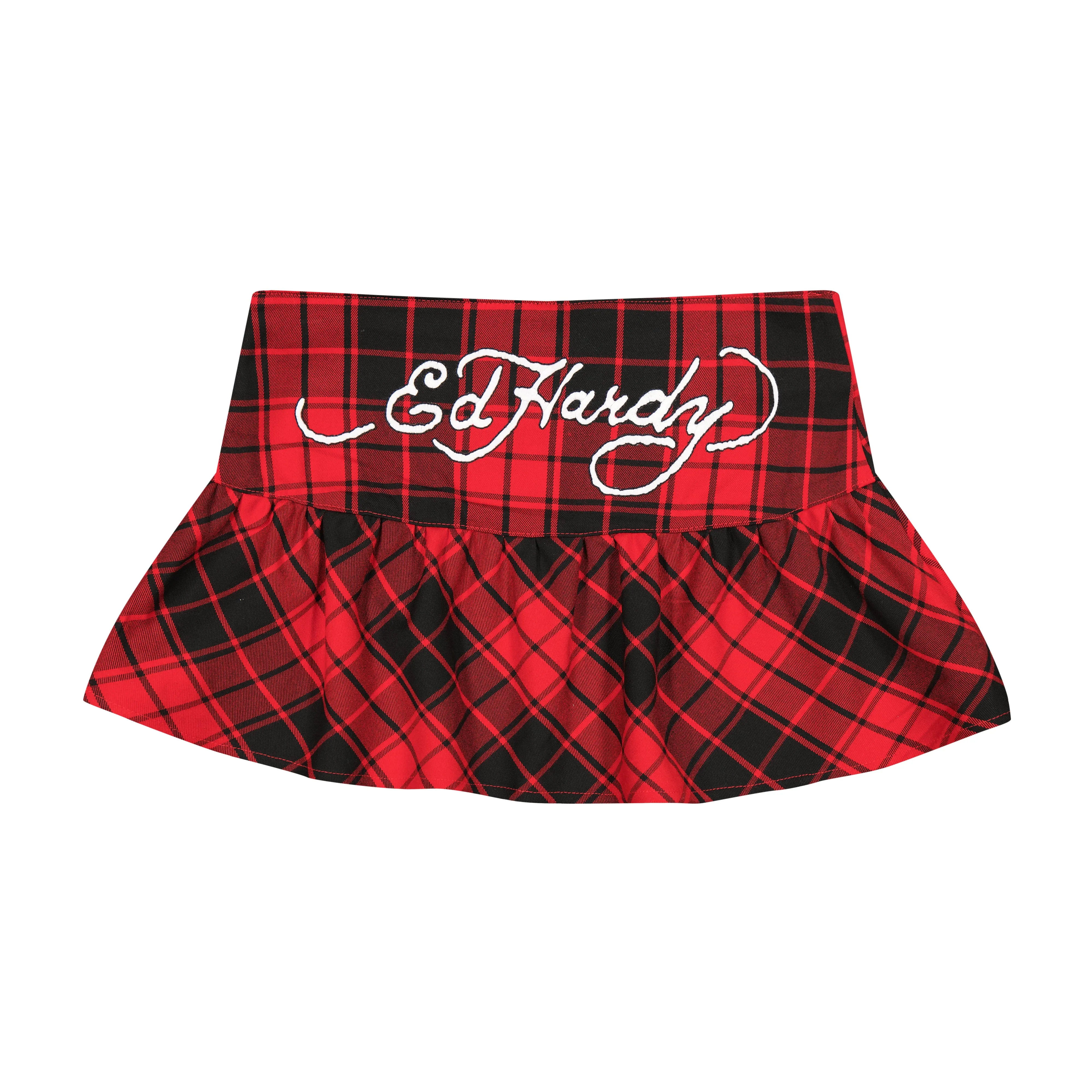Dragon Plaid Flare Miniskirt