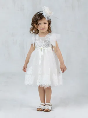 Girl's lace dress with tulle polka dots - VELIA