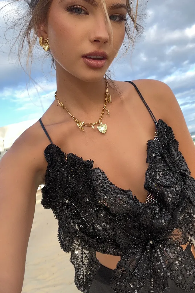 GRACE TWO PIECE GOWN - NIGHT NYMPH SILK & BLACK GLIMMER