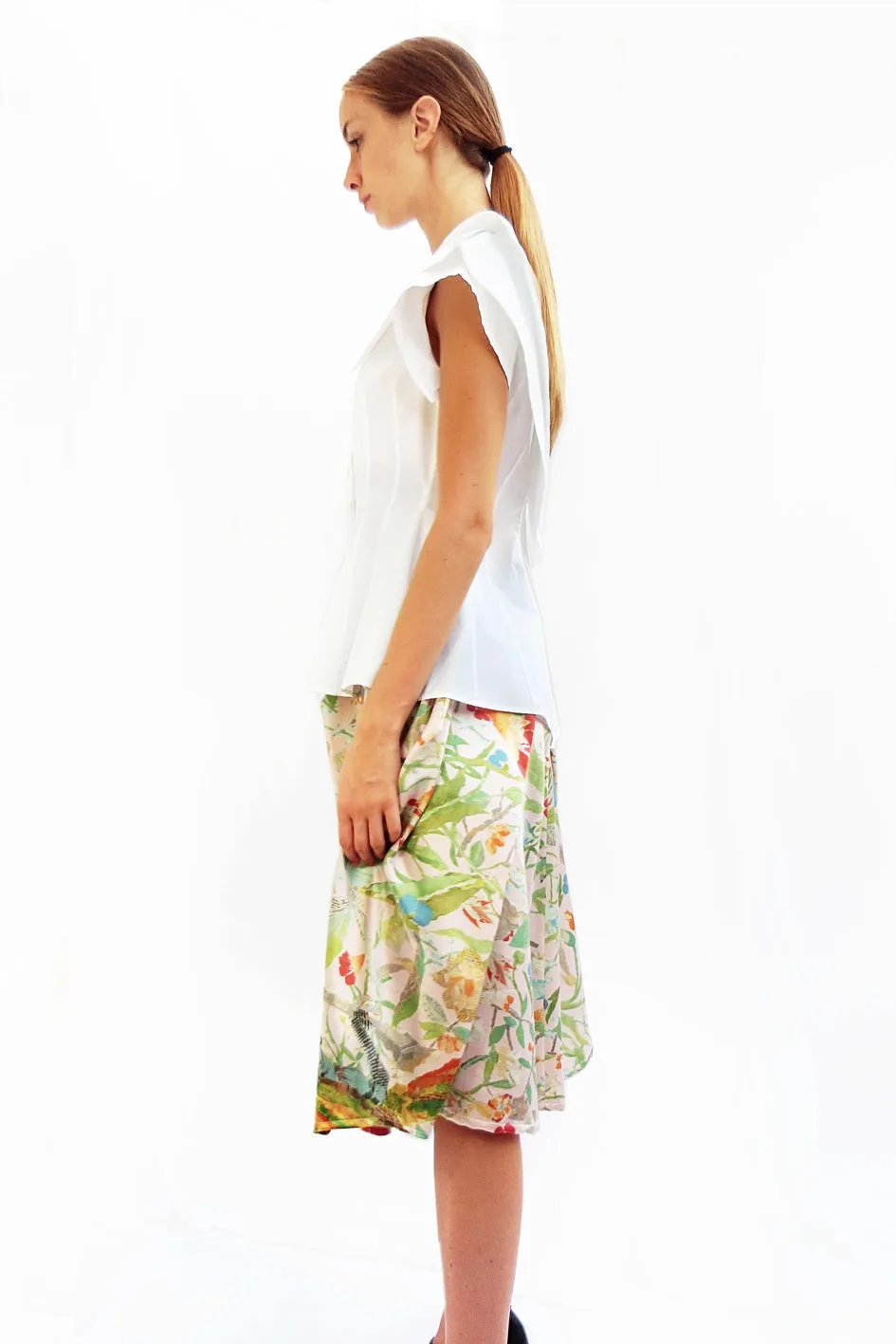 Origami Silk Satin Skirt with Complex Pleats  Original Paper Art Print