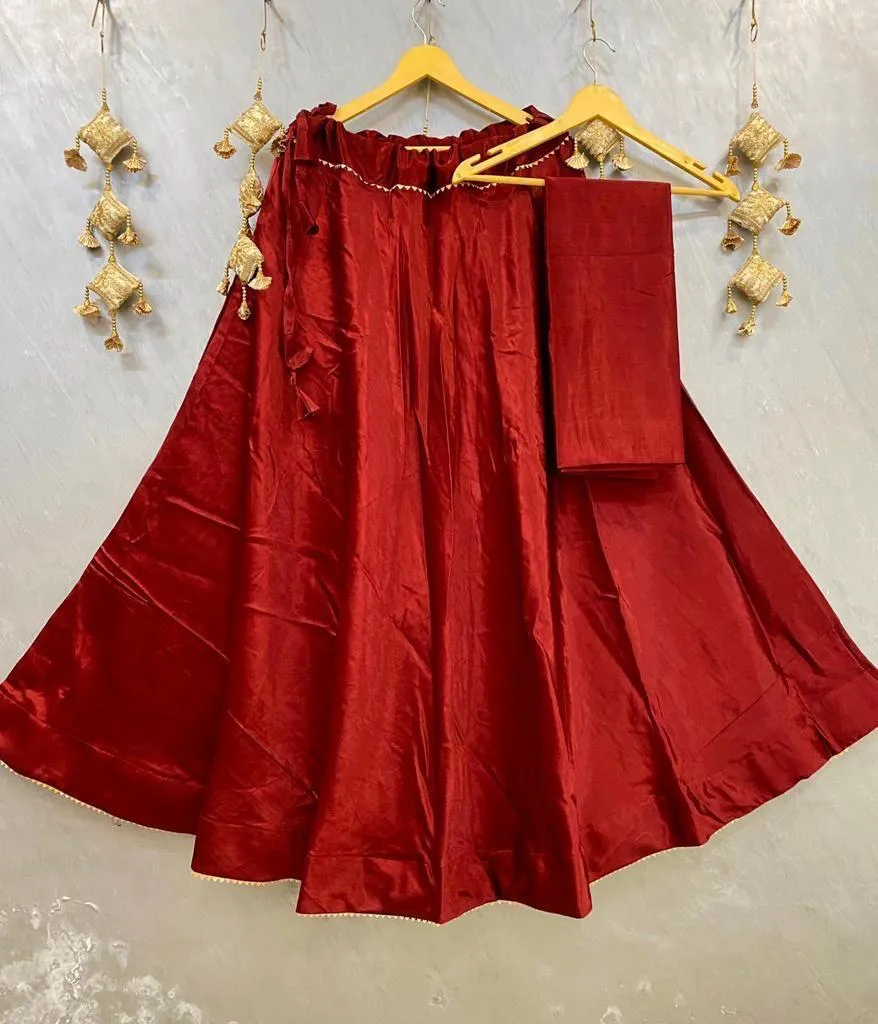 Plain Gaji silk skirt Lehenga