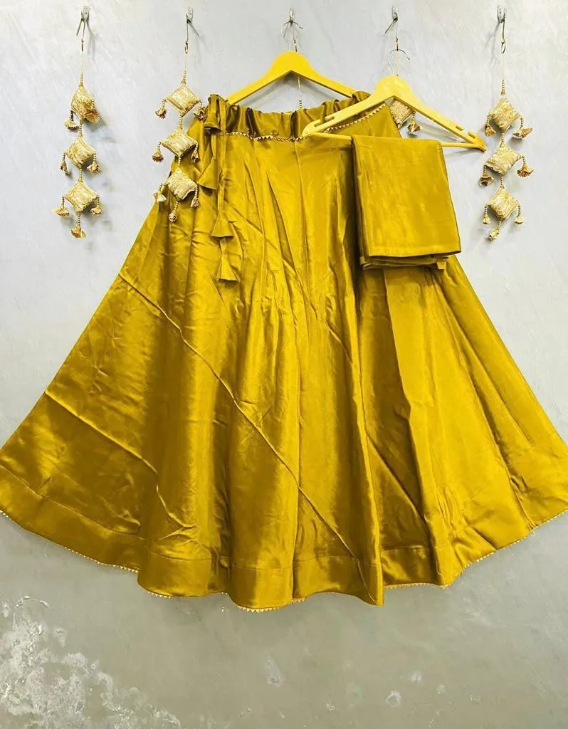 Plain Gaji silk skirt Lehenga