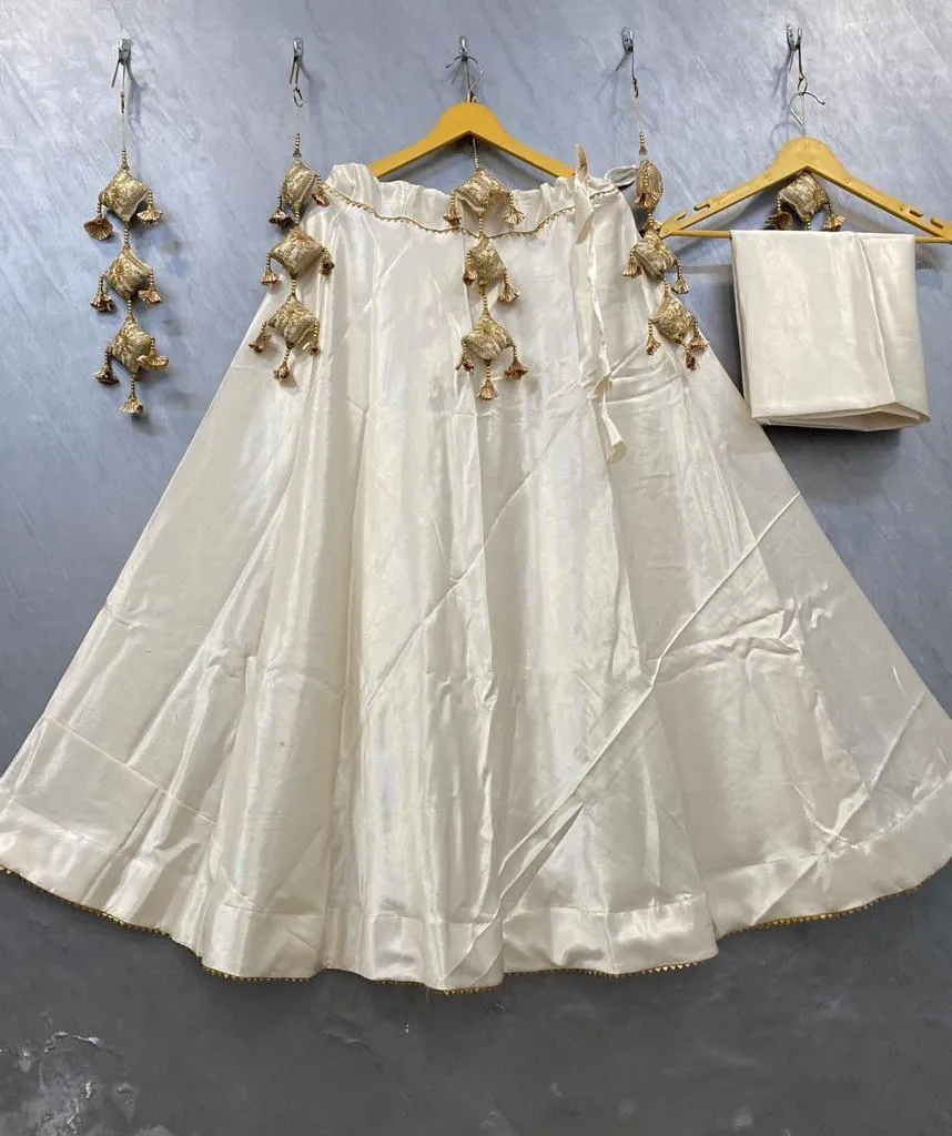Plain Gaji silk skirt Lehenga