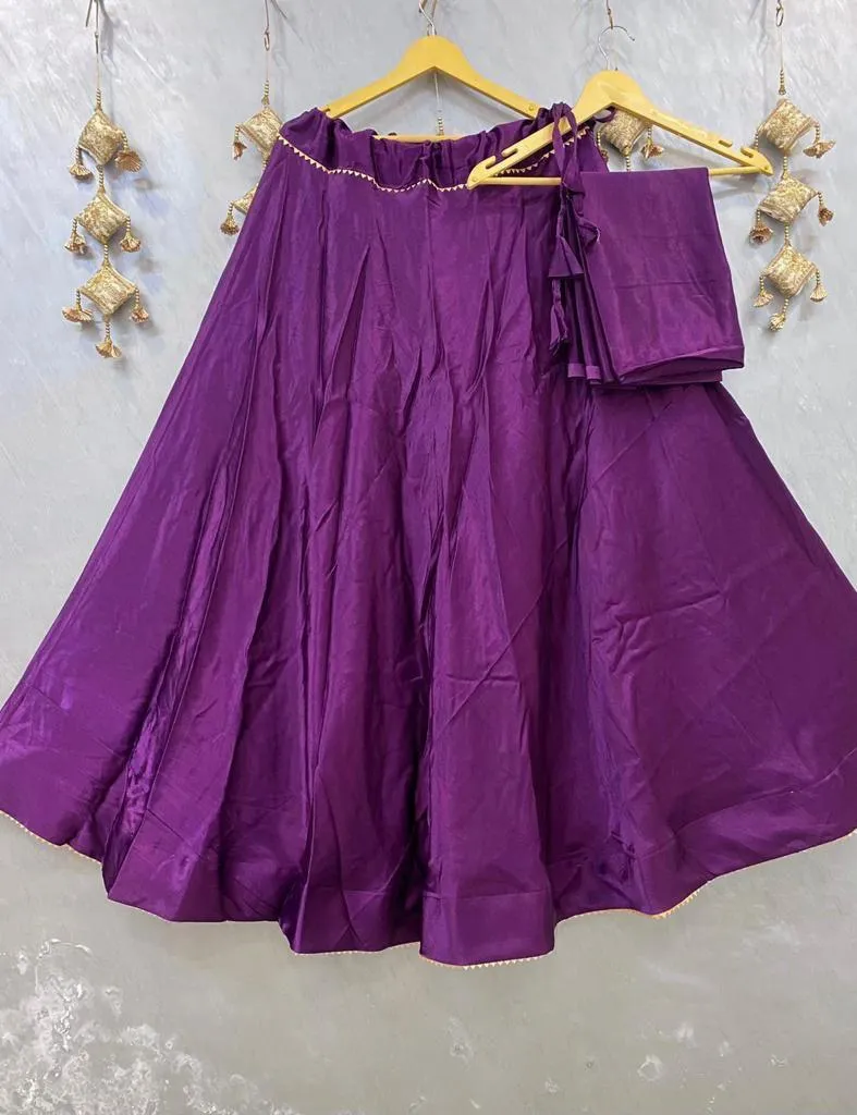 Plain Gaji silk skirt Lehenga