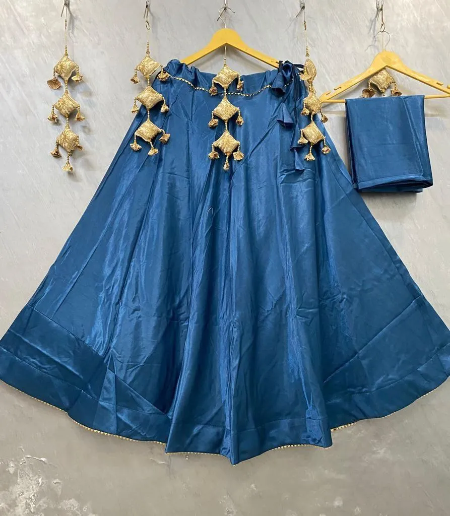 Plain Gaji silk skirt Lehenga