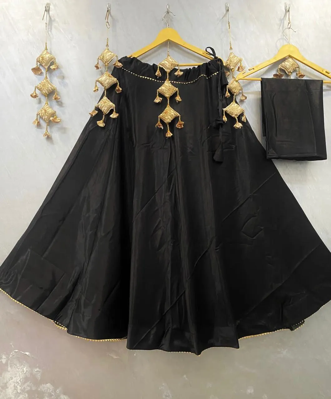 Plain Gaji silk skirt Lehenga