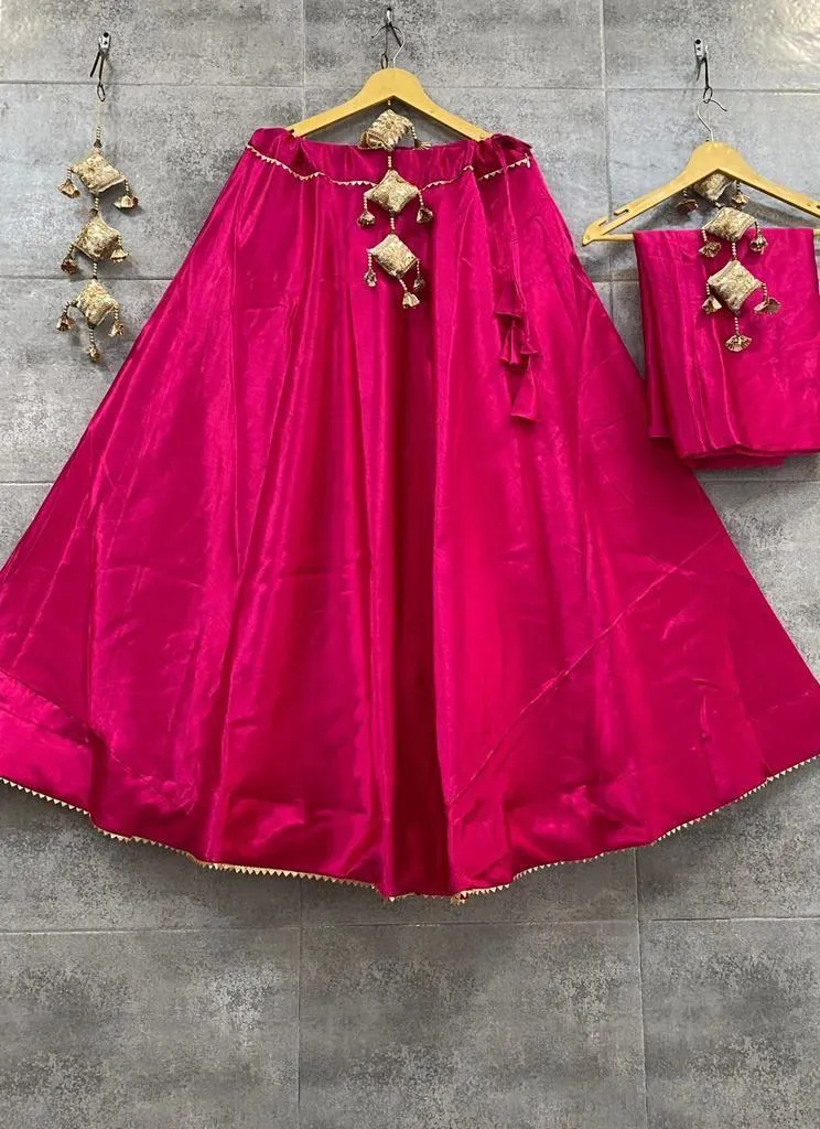 Plain Gaji silk skirt Lehenga
