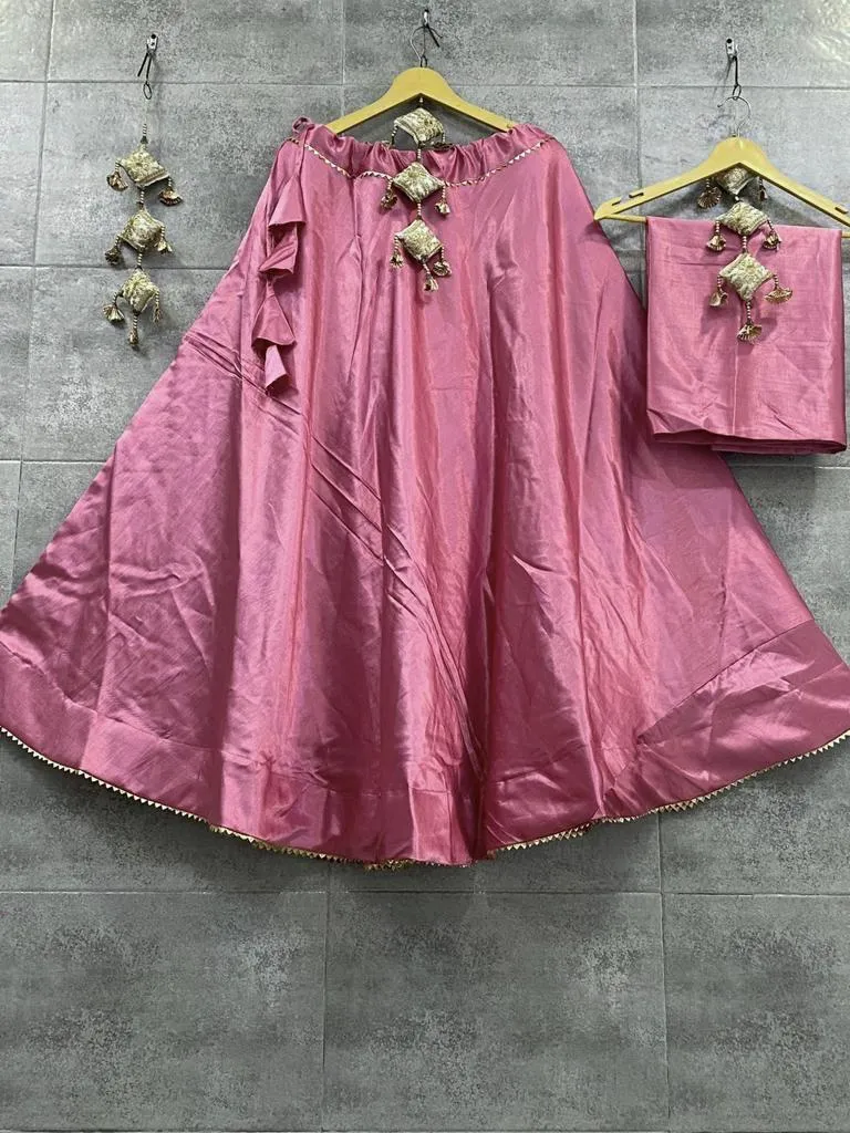Plain Gaji silk skirt Lehenga
