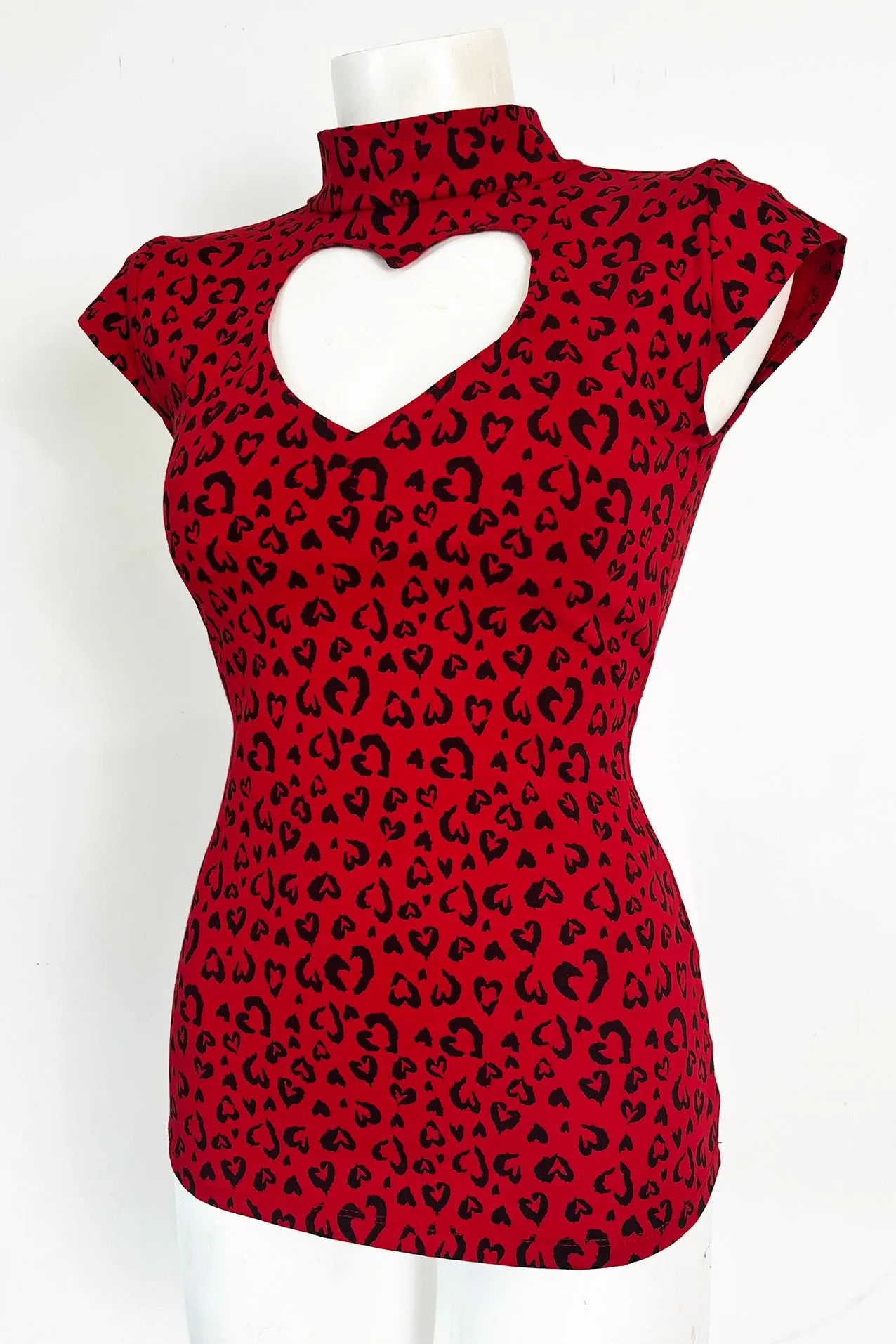 Red Heart Leopard Bad Love Top