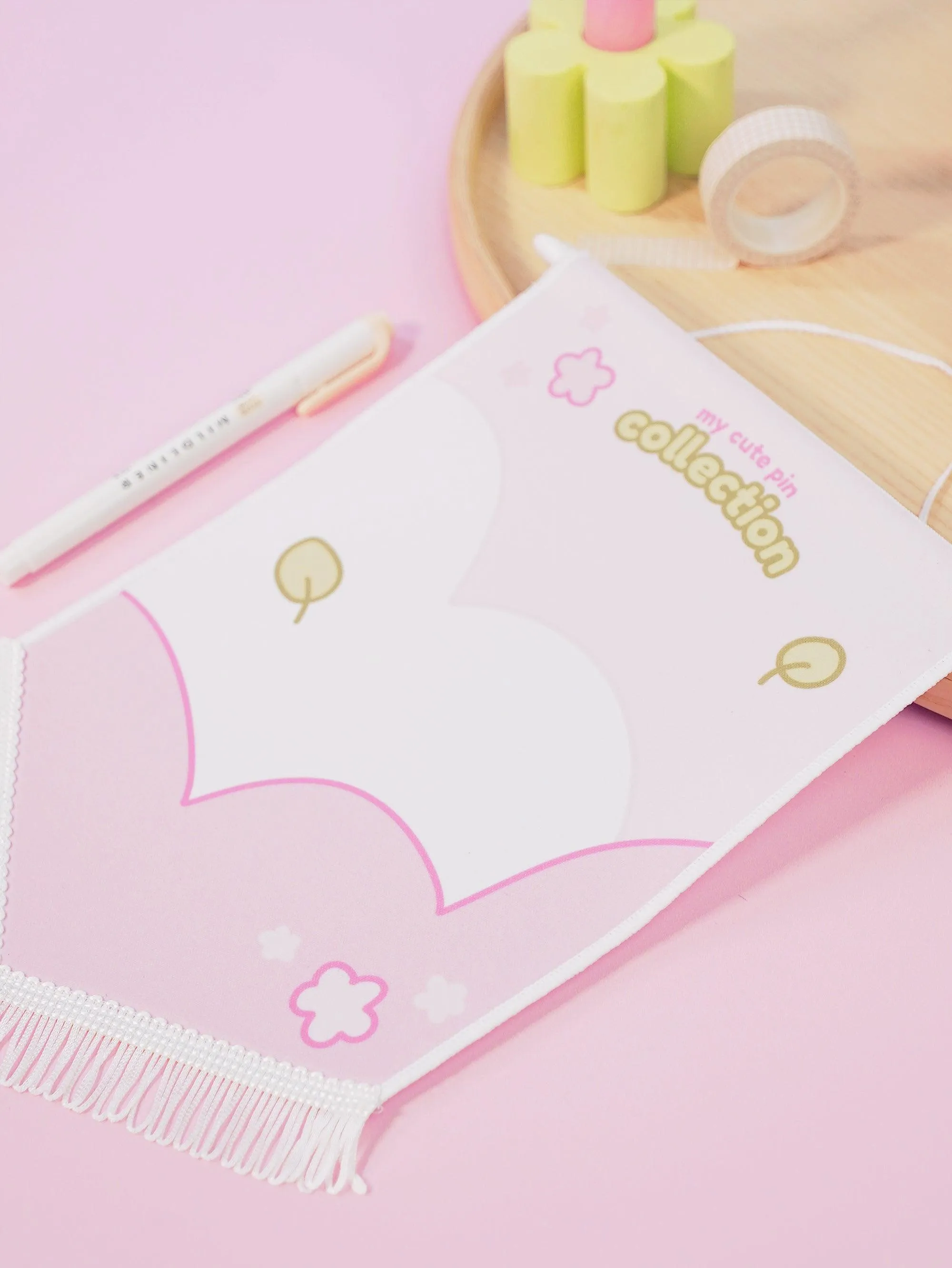 Sakura Pastel Pink Enamel Pin Pennant Banner | Kawaii Custom Pin Display | Personalised Pin Flag