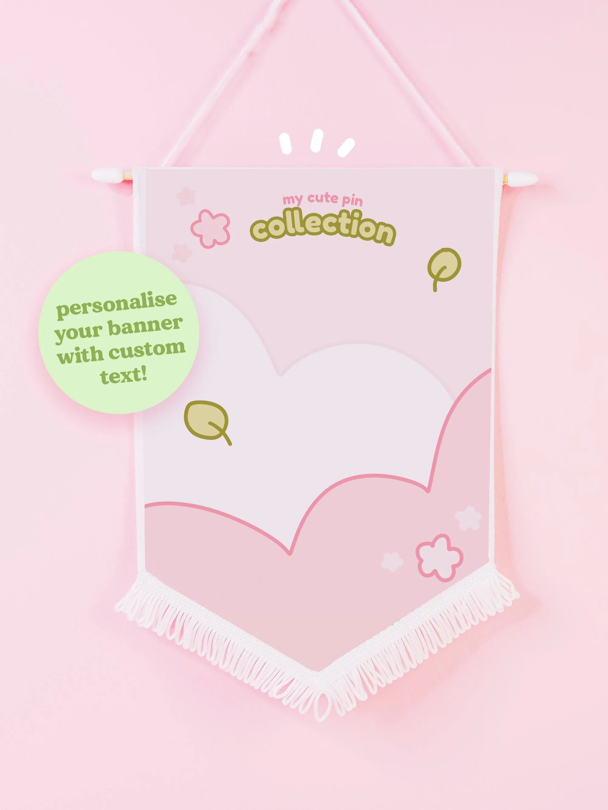 Sakura Pastel Pink Enamel Pin Pennant Banner | Kawaii Custom Pin Display | Personalised Pin Flag