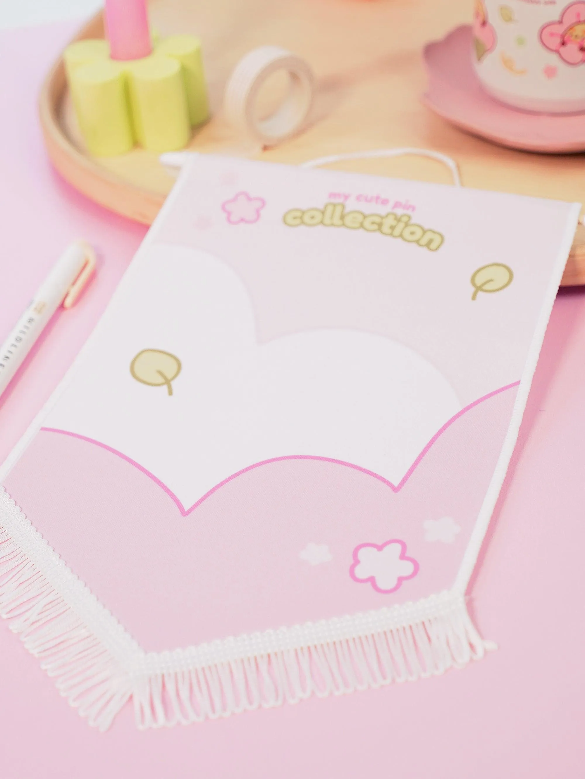 Sakura Pastel Pink Enamel Pin Pennant Banner | Kawaii Custom Pin Display | Personalised Pin Flag