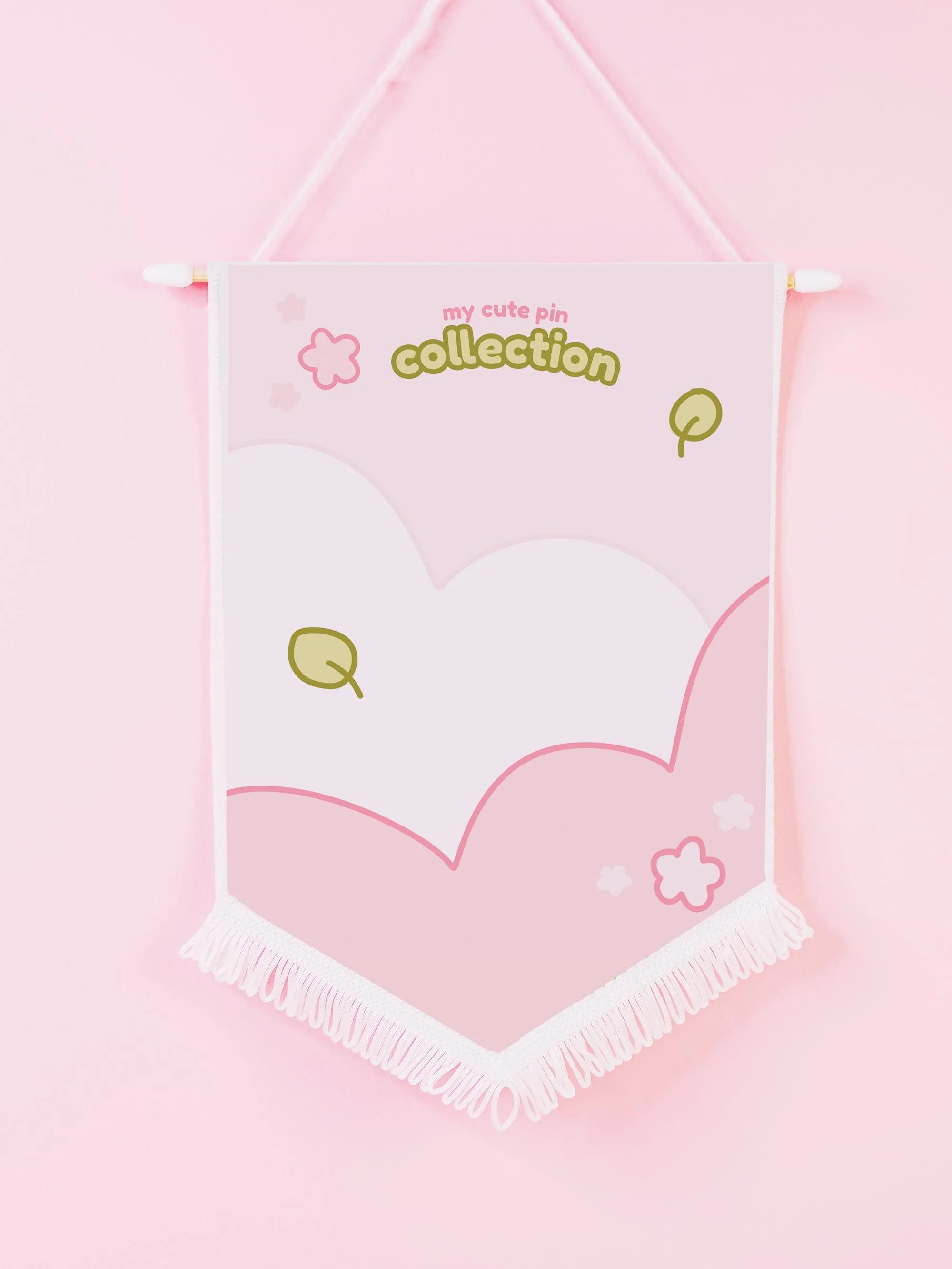 Sakura Pastel Pink Enamel Pin Pennant Banner | Kawaii Custom Pin Display | Personalised Pin Flag