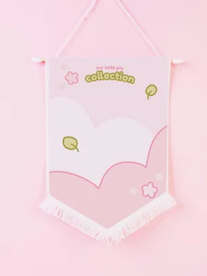 Sakura Pastel Pink Enamel Pin Pennant Banner | Kawaii Custom Pin Display | Personalised Pin Flag