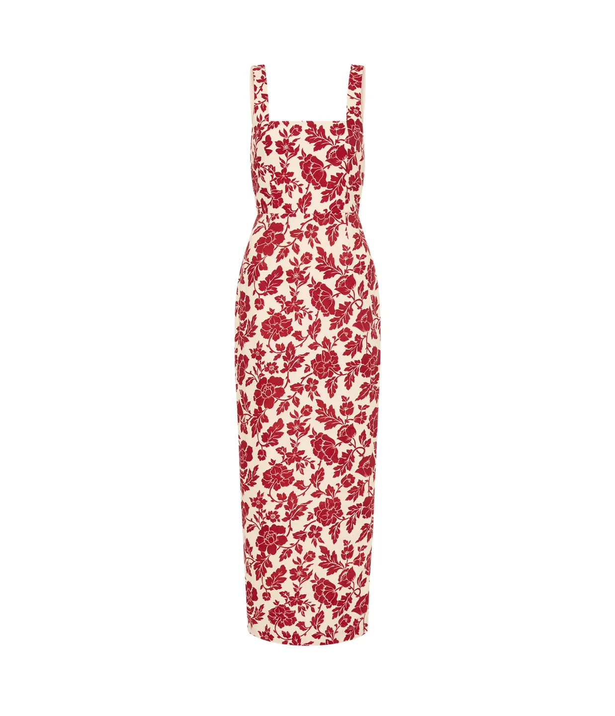 Skyla Column Dress in Deep Red and Oat