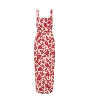 Skyla Column Dress in Deep Red and Oat
